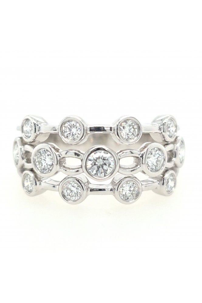 Platinum Diamond Bubble Ring Platinum Rub-over Set