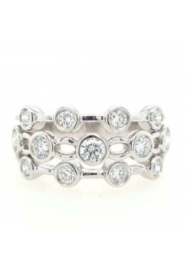 Platinum Diamond Bubble Ring Platinum Rub-over Set