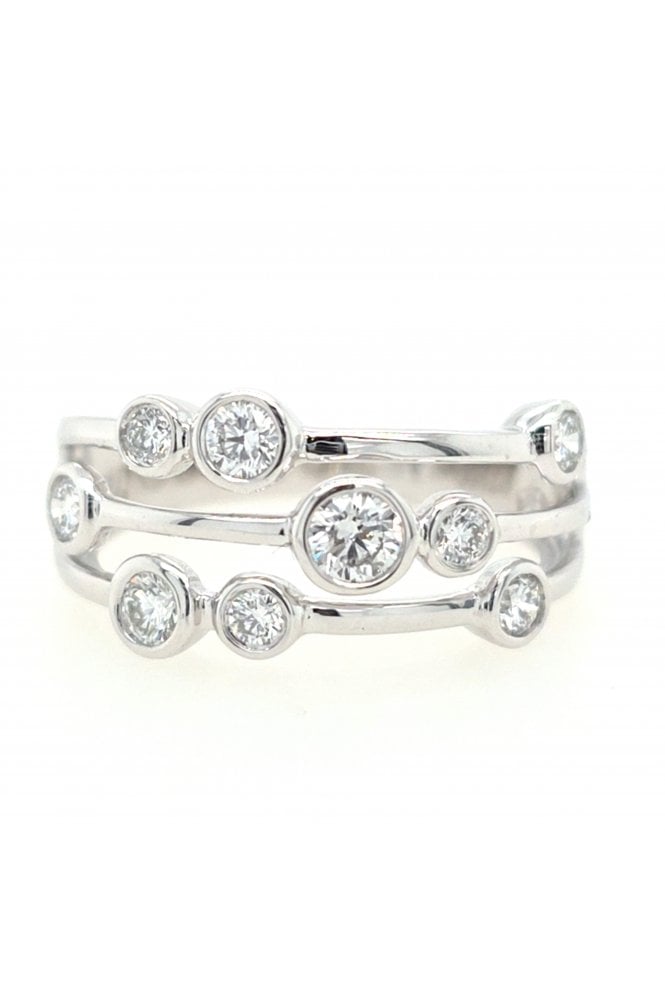 Platinum Diamond Bubble Ring Platinum Rub-over Set