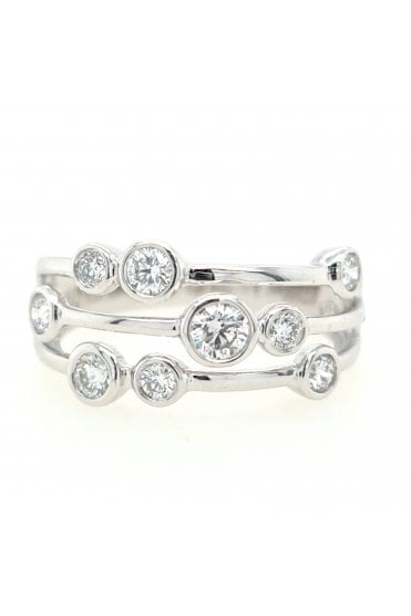 Platinum Diamond Bubble Ring Platinum Rub-over Set
