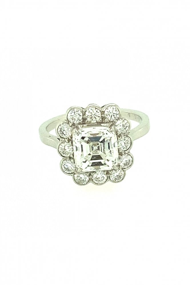 Platinum Diamond Cluster Ring Centre 2.00ct Asscher Cut