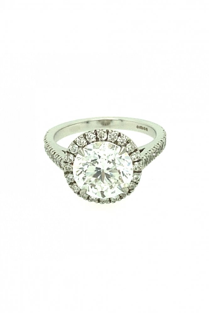 Platinum Diamond Cluster Ring Centre 3.01ct Round Brilliant