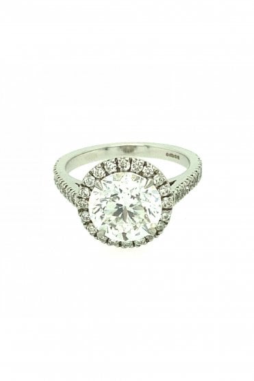 Platinum Diamond Cluster Ring Centre 3.01ct Round Brilliant