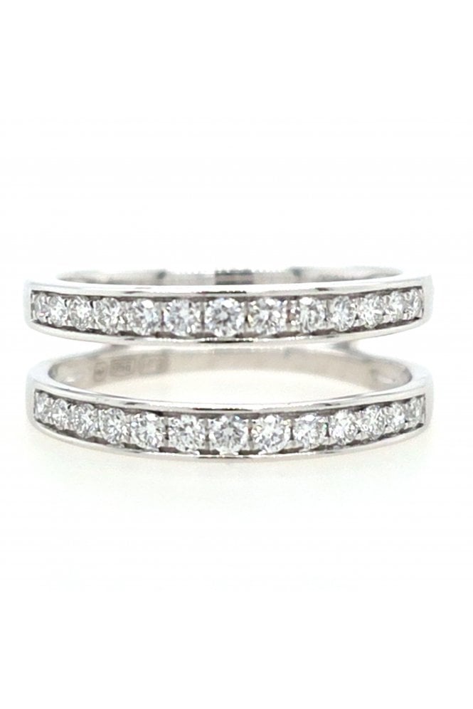 Platinum Diamond Double Row Insert Ring Platinum Claw Set