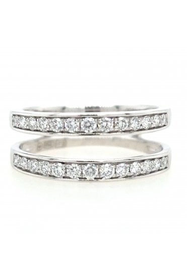 Platinum Diamond Double Row Insert Ring Platinum Claw Set