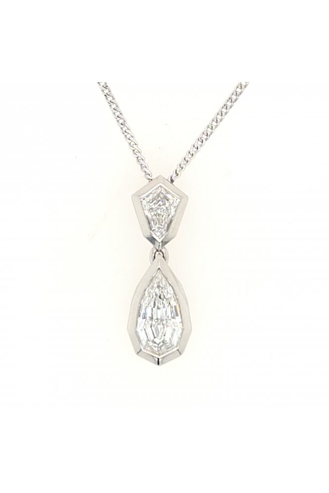 Platinum Diamond Drop Pendant Platinum Rub-over Set