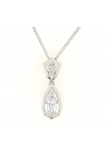 Platinum Diamond Drop Pendant Platinum Rub-over Set