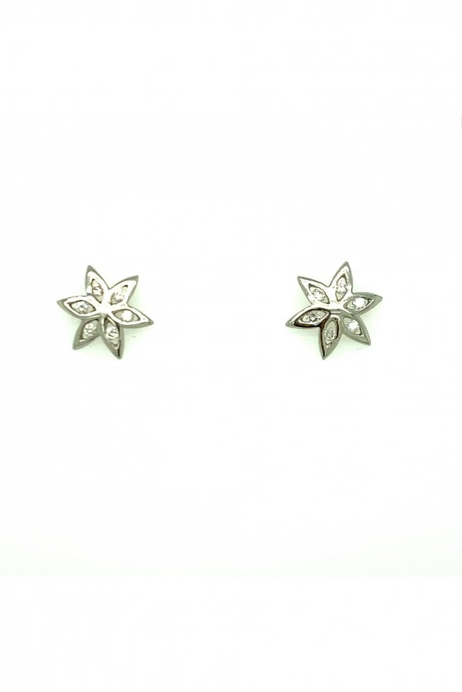 Platinum Diamond Flower Stud Earrings  Channel Set Round Brilliant 0.18ct