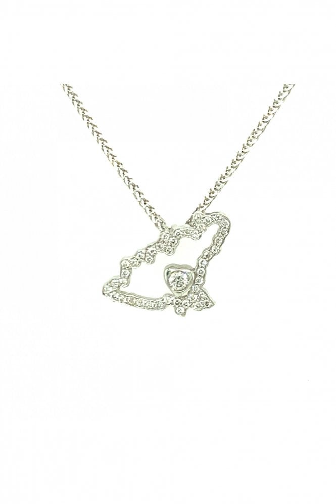 Platinum Diamond Guernsey Map Pendant