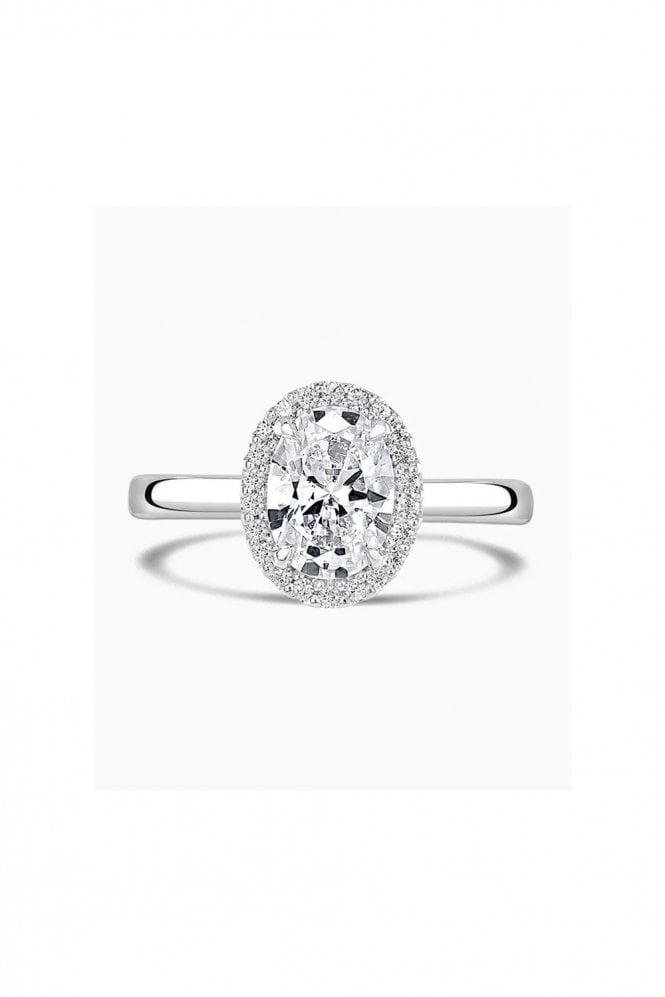 Brown & Newirth Platinum Diamond Halo Engagement Ring Platinum Claw Set