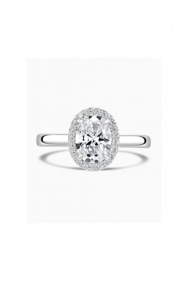 Platinum Diamond Halo Engagement Ring Platinum Claw Set