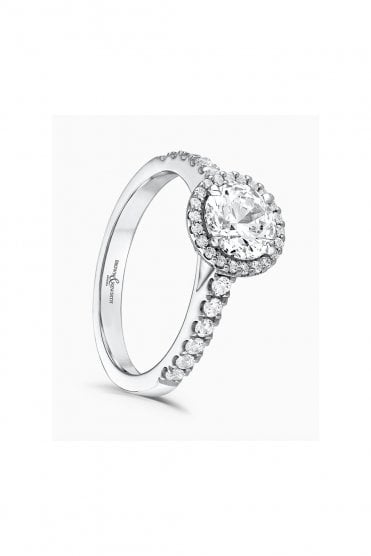 Platinum Diamond Halo Ring with Diamond Shoulder EN258R92 PLT
