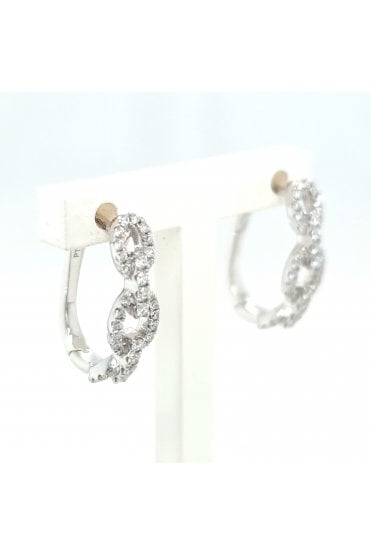 Platinum Diamond Hoop Earrings Platinum Claw Set