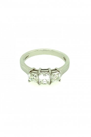 Platinum Diamond Ring Asscher 1.05ct