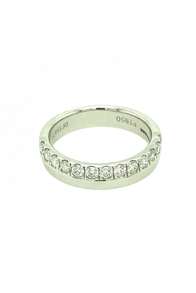 Platinum Diamond Ring Half Eternity Bead Set 0.50ct Round Brilliant Cut