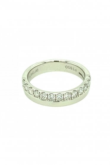 Platinum Diamond Ring Half Eternity Bead Set 0.50ct Round Brilliant Cut