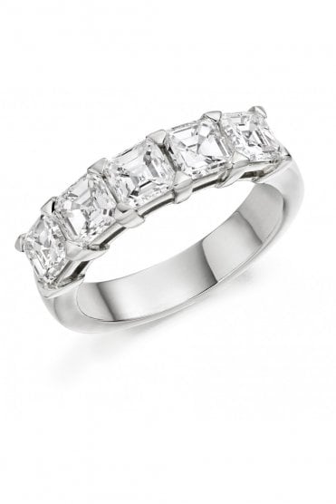 Platinum Diamond Ring Half Eternity Radiant 2.53ct