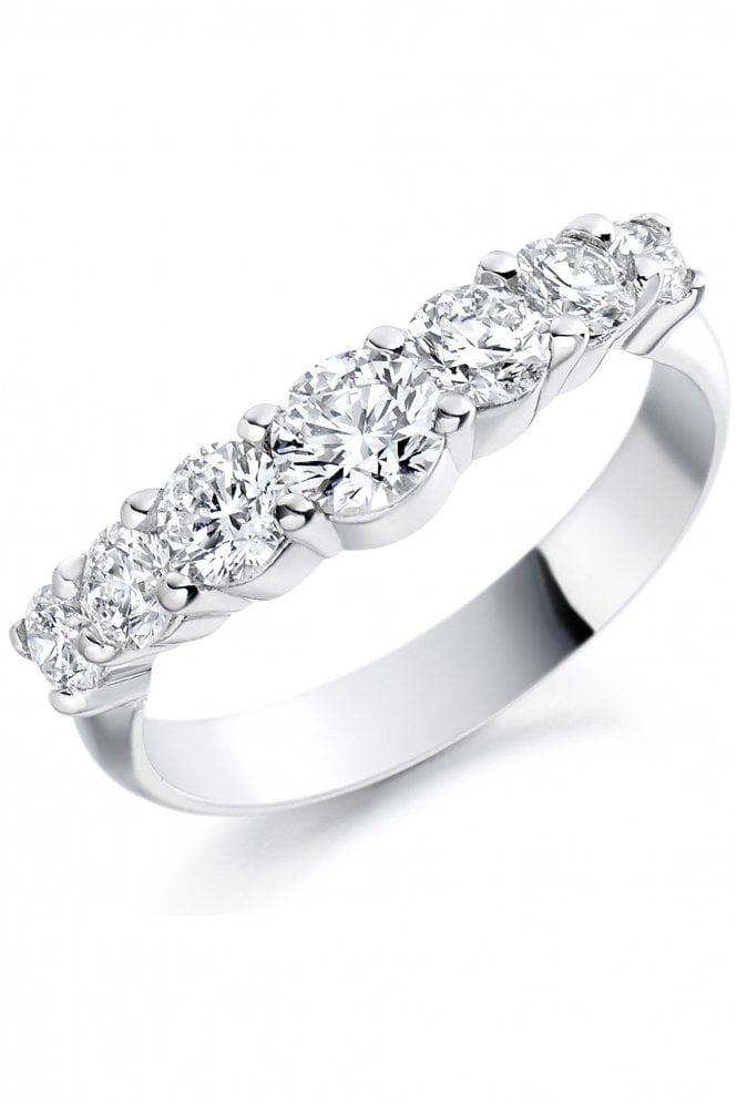 Platinum Diamond Ring Half Eternity Round Brilliant Graduating 0.94ct