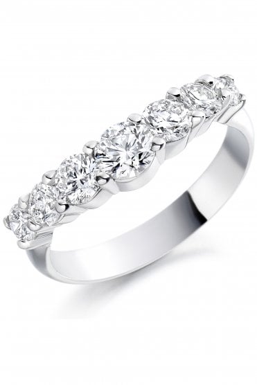 Platinum Diamond Ring Half Eternity Round Brilliant Graduating 0.94ct