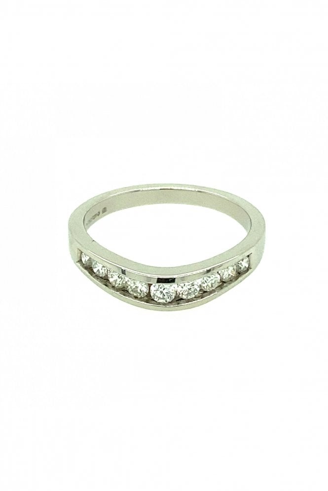 Platinum Diamond Ring Half Eternity Wave Design Channel Set Diamond Cut Round Brilliant Graduating