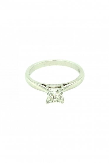  Platinum Diamond Ring Princess Cut 0.92ct