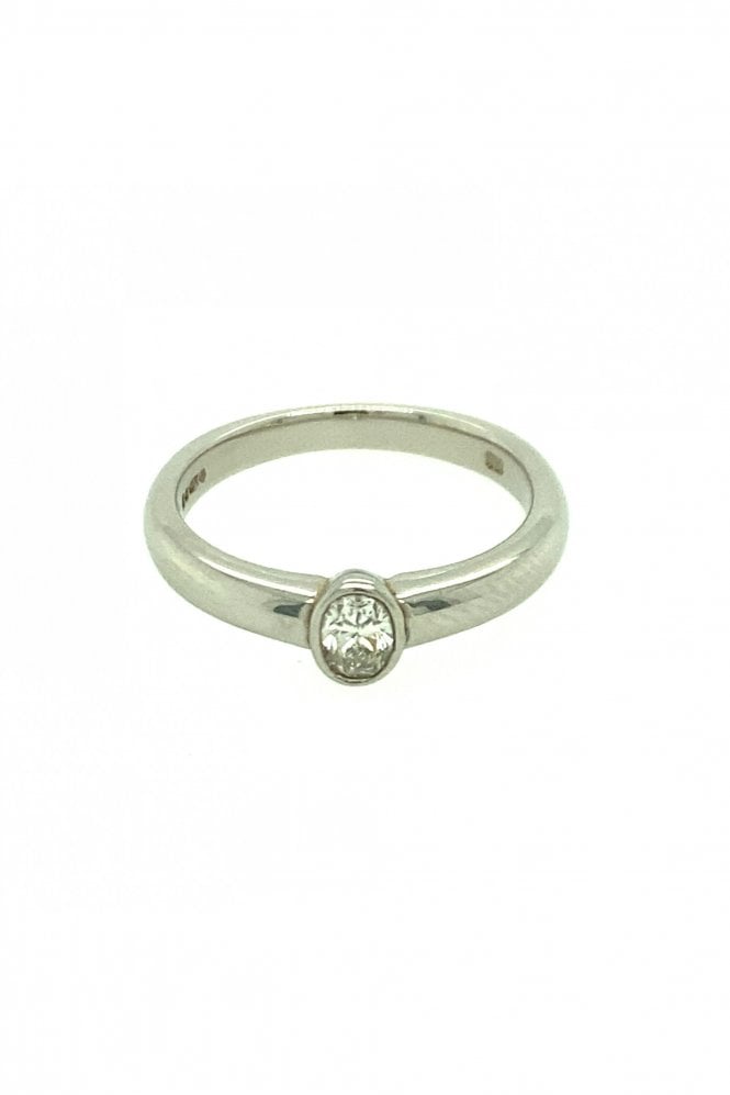Platinum Diamond Ring Rubover Set 0.27ct