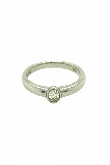 Platinum Diamond Ring Rubover Set 0.27ct