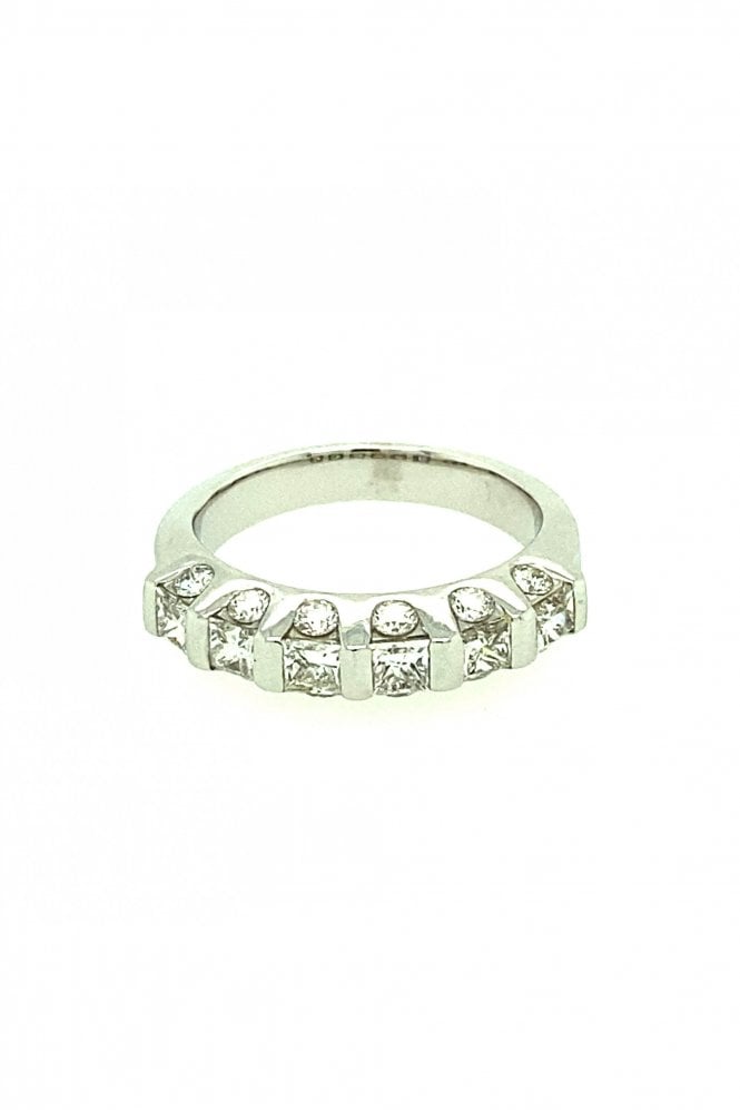 Platinum Diamond Ring Wedge Bar Set 1.05ct