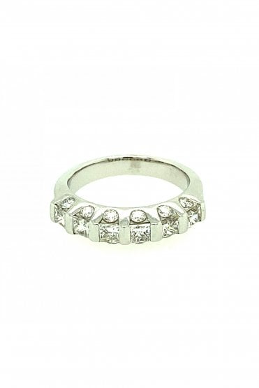 Platinum Diamond Ring Wedge Bar Set 1.05ct