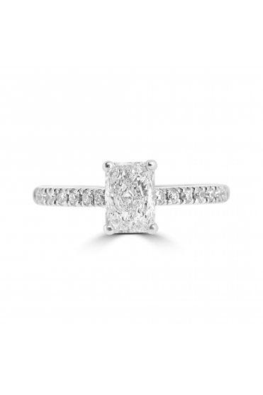 Platinum Diamond Shoulder Single Stone Ring Platinum Claw Set