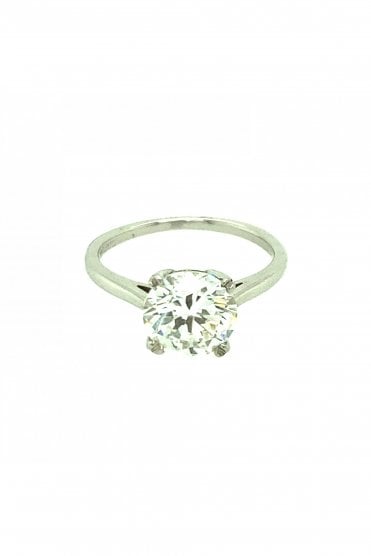 Platinum Diamond Single Stone Ring Claw Set Round Brilliant 2.05ct