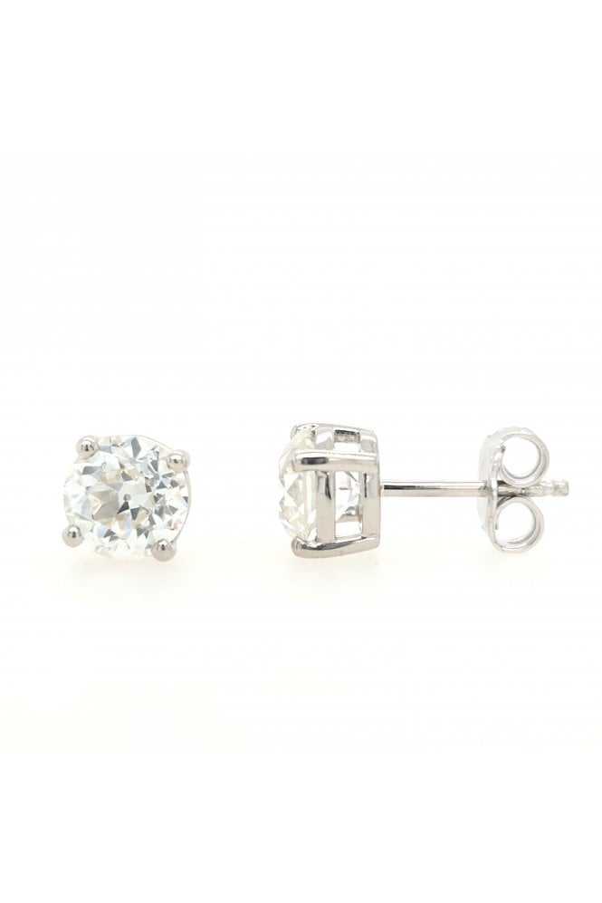 Platinum Diamond Stud Earrings Old European Brilliant Cut