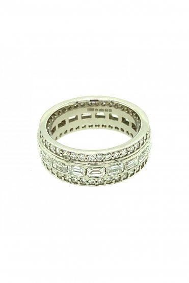 Platinum Diamond Three Row Full Eternity Ring Grain Set & Channel Set