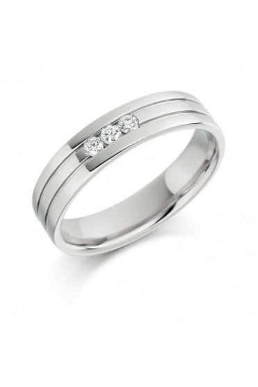 Platinum Diamond Wedding Ring Channel Set 0.14ct Round Brilliant
