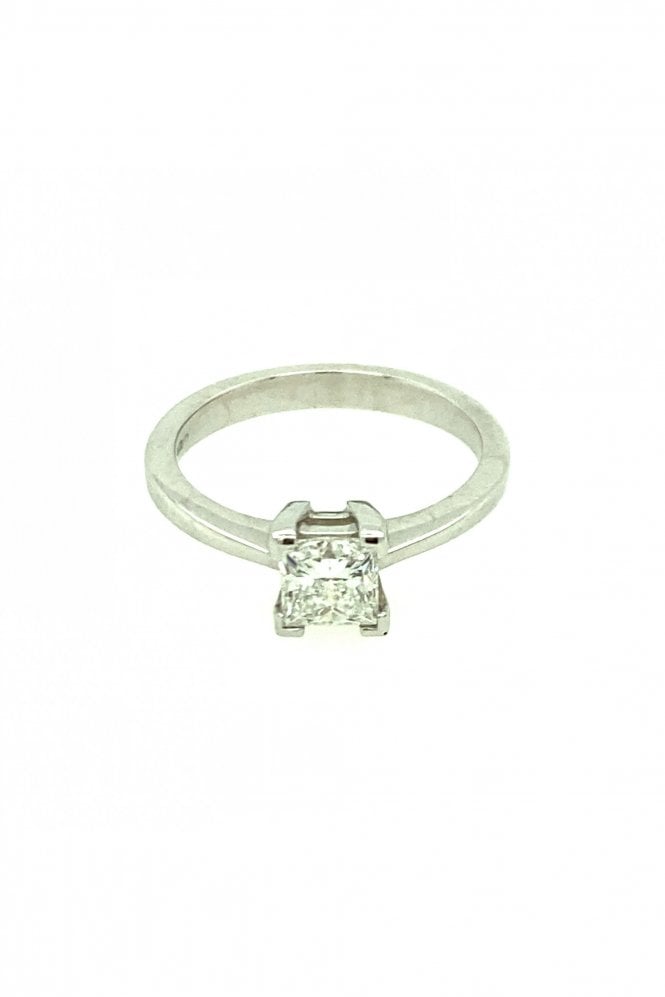 Platinum Emerald Cut Diamond Ring Claw Set Diamond Weight 0.15ct