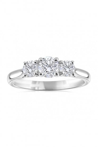 Platinum Graduated Diamond 3 Stone Ring Platinum Claw Set