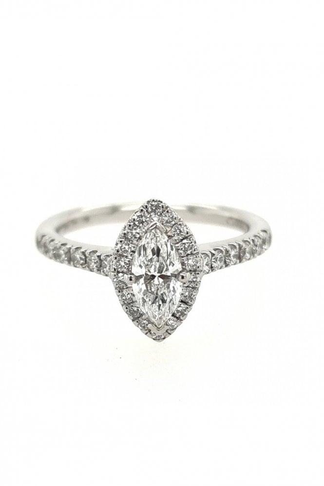 Platinum Halo Marquise Diamond Ring