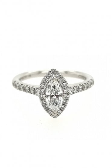 Platinum Halo Marquise Diamond Ring