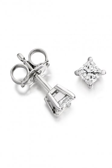 Platinum Princess Cut 3.02ct Diamond Stud Earrings