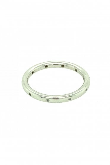 Platinum Round Brilliant Diamond Ring Platinum Rubover Set