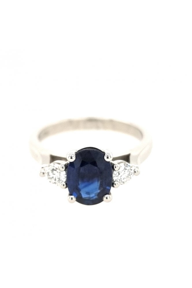Platinum Sapphire and Diamond 3 Stone Ring Platinum Claw Set