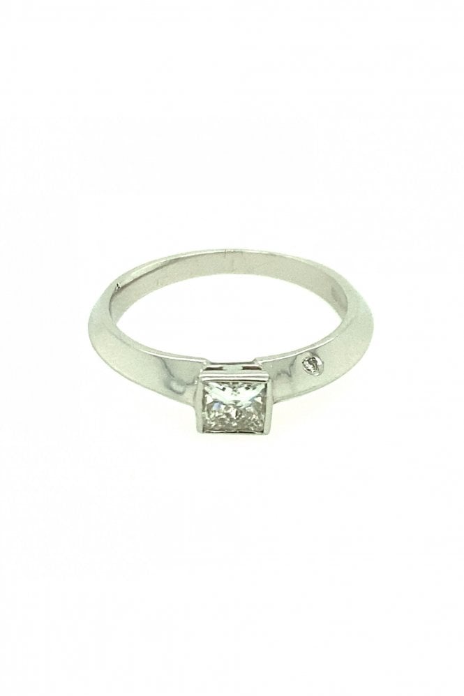 Platinum Single & Shoulder Diamond Ring Rubover Set