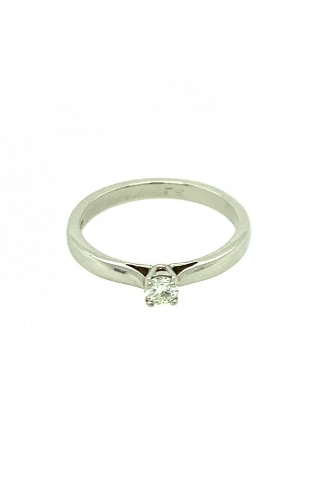 Platinum Single Stone Diamond Ring Claw Set Round Brilliant 0.15ct