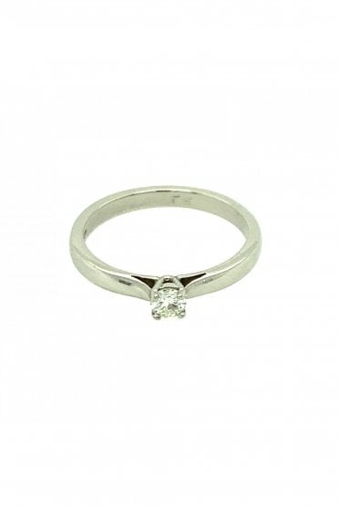 Platinum Single Stone Diamond Ring Claw Set Round Brilliant 0.15ct