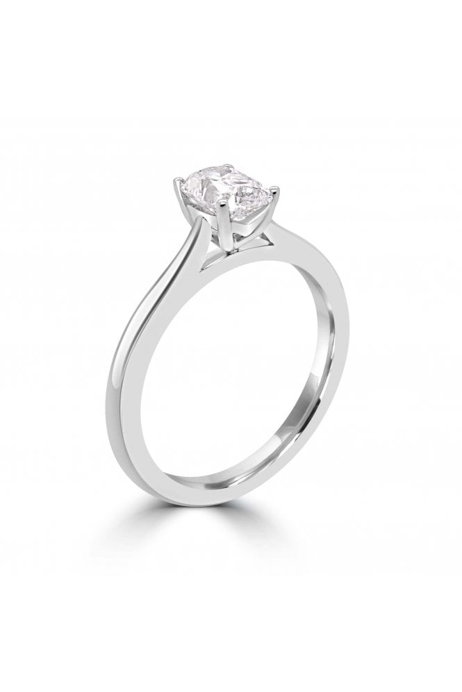 Platinum Single Stone Diamond Ring Cushion Old Mine 0.71ct