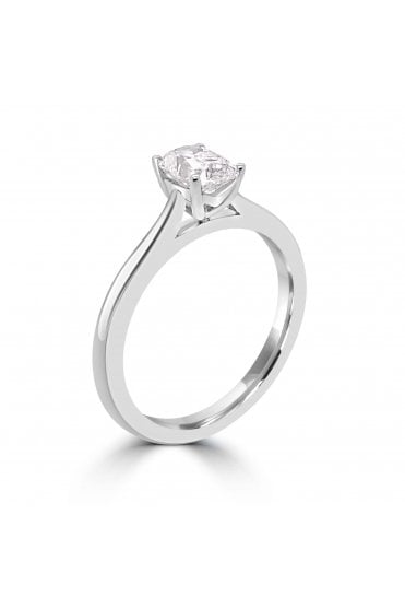 Platinum Single Stone Diamond Ring Cushion Old Mine 0.71ct