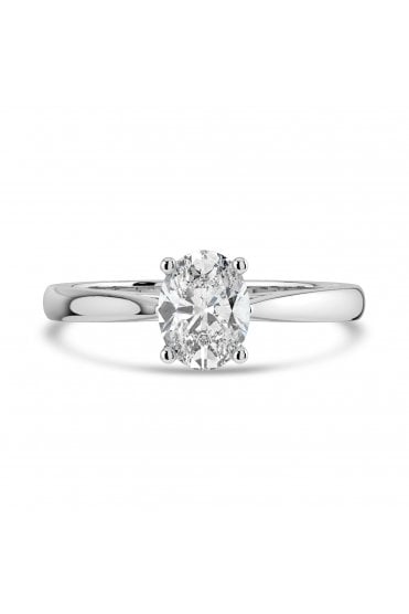 Platinum Single Stone Diamond Ring Oval 1.00ct