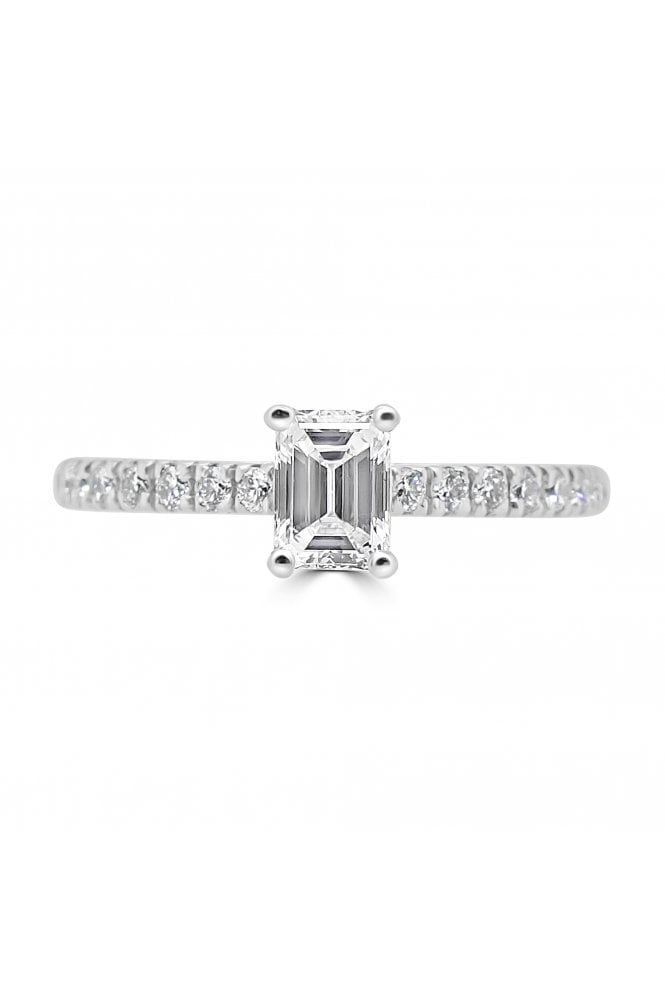 Platinum Single Stone & Shoulder Diamond Ring Platinum Claw Set