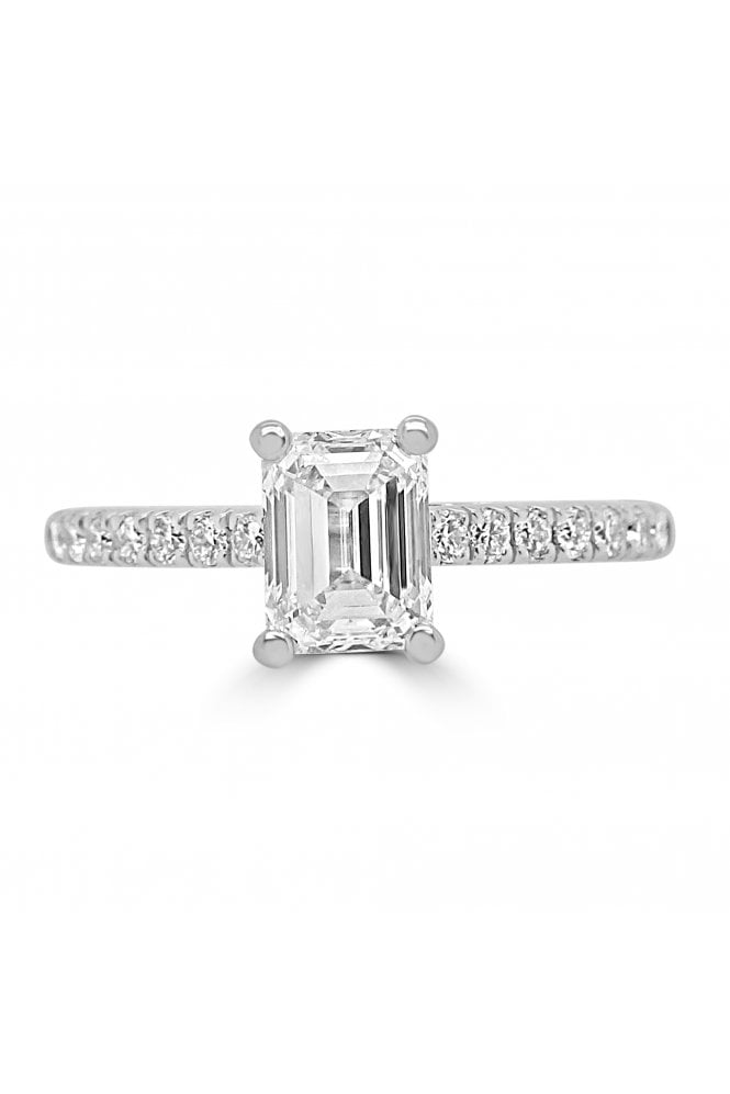 Platinum Single Stone & Shoulder Diamond Ring Platinum Claw Set