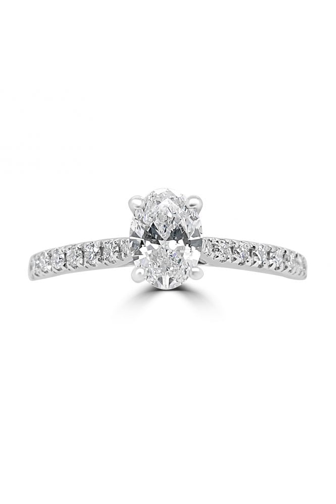 Platinum Single Stone & Shoulder Diamond Ring Platinum Claw Set